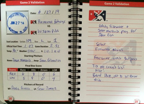 One of my filled out pages. I don't put a ton of stuff in the notes, rather items of interest to me. 